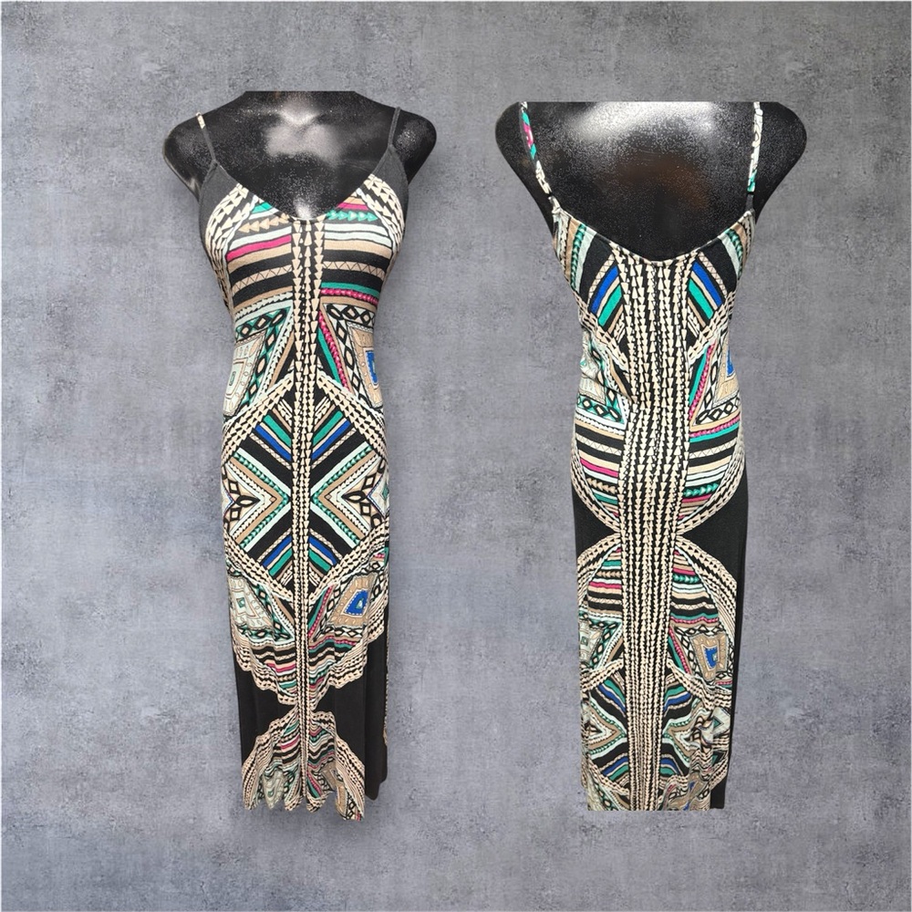Mossimo Supply Co. Black and Blue Patterned Maxi Dress